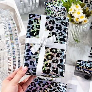 Holographic Leopard Print Wrapping Paper Roll 17 In X 32.8 Ft Shiny Silver Gift <b>Wrap</b> For Birthday Baby Shower <b>Bridal</b> Shower - Product Image 6