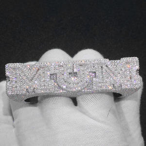 <b>925</b> <b>Silver</b> Custom Letter Double Finger Cuban <b>Ring</b> VVS Moissanite Prong Setting Iced Hip Hop Fine Jewelry Personalized Luxury - Product Image 4