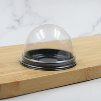 Boîte d'emballage alimentaire jetable en PET, ronde et élégante, pour gâteaux de lune et pâtisseries au jaune d'œuf, avec couvercle noir et transparent, 72x48mm, vente en gros