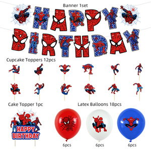 Venta al por mayor Spiderman Anime personaje cumpleaños fiesta decoración Banner pastel Topper globo conjunto para niños - Product Image 2