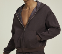 Ensemble de sweat-shirt à capuche court et ample pour homme, style américain, marque de mode, tendance streetwear automne, veste décontractée 100% bambou
