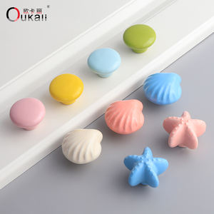 Kenop Lemari Anak Oukali, Gagang Furnitur Warna-warni Bentuk Bintang Laut Lucu, Kenop Keramik Mewah untuk Lemari Kamar Tidur - Product Image 2