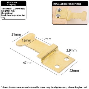 Xương Cá vàng trang trí sơn cạnh móc khóa hai mắt tối treo hộp đồng hồ răng cưa khung ảnh phần cứng móc - Product Image 2