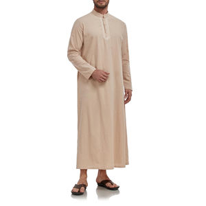 เสื้อผ้าอิสลามพรีเมียมสั่งทำขายส่ง โพลีเอสเตอร์ลำลองสำหรับฤดูร้อน ชุดผู้ชายไซส์ใหญ่ แขนยาว ยาวคลุมเท้า - Product Image 1