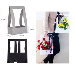 Nuovo arrivo fiorista maniglia cesto di fiori regalo borsa per il trasporto scatola di carta artistica cestini di carta per fiori portatili - Product Image 5
