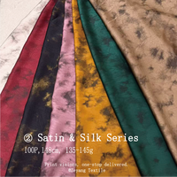 Tissu satiné froissé en acétate à imprimé floral dégradé tie-dye mat et estompé, doux et froissé pour vêtements féminins, robes et pyjamas