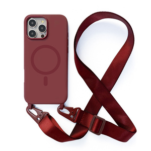 <span class=keywords><strong>Coque</strong></span> en silicone magnétique TPU souple pour <span class=keywords><strong>iPhone</strong></span> 17 Pro Max avec lanière de cou, sangle de cou, couverture magnétique pour <span class=keywords><strong>iPhone</strong></span> 12 13 14 15 16 16e - Product Image 1