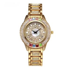 Reloj de Lujo Único para Mujer con Diamantes, Reloj Redondo Dorado con Esfera Personalizada, Reloj de Pulsera de Cuarzo de Lujo con Circonitas - Product Image 2