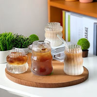 Tasse à fil de verre borosilicaté à bande verticale Mode moderne grande capacité Jus de fruits thé à bulles verre tasse à café glacée