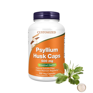Cápsulas de Psyllium Natural de Alta Calidad OEM ODM 500mg, Apoyo a la Salud Intestinal para Adultos, Suplemento con 24 Meses de Vida Útil - Product Image 1
