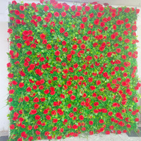 NINI 2026 Nouvelle Murale Florale Artificielle Rouge et Verte en Rouleau sur Base en Tissu pour Décoration de Fond de Scène de Mariage, Événement, Fête