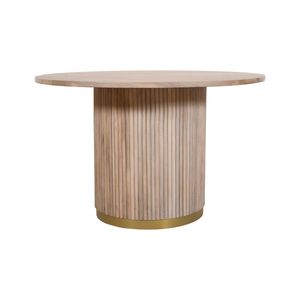 Modern Natural Round Dining <b>Table</b> Made from <b>Solid</b> Mango <b>Wood</b> Premium Finish Dining Furniture for Kitchen Dining Room - Product Image 2