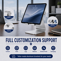 Support de tablette pliable réglable en alliage d'aluminium OEM en gros, support de bureau pour iPad, multi-angles, antidérapant, portable, logo personnalisé