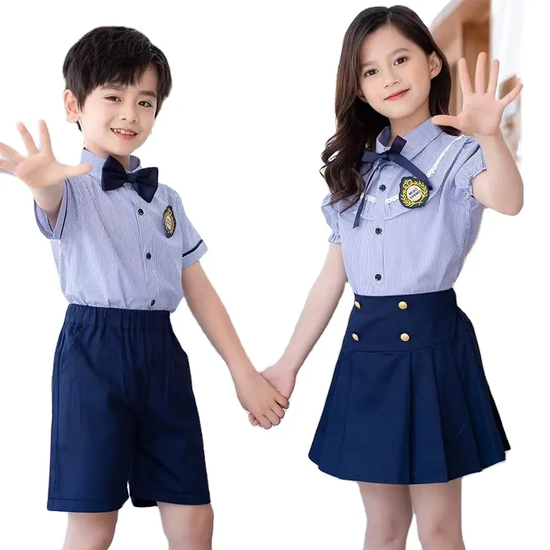 Kindergarten School Student School Uniform Suit Shirt Plaid Skirt Custom Design Girls School Uniform