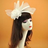 Mode lin plume cheveux accessoires fête chapeaux fleur lin haut chapeau dames Derby église mariage chapeau tête robe