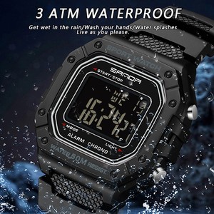 Reloj Digital Cuadrado Sanda 2156, Resistente al Agua, Simple, con Alarma, Pantalla Única, Unisex, para Estudiantes - Product Image 4