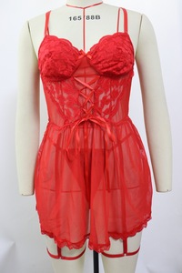 Camisola Romántica Transparente de Encaje con Cintura Ajustada, Pijama Sexy con Anillos para las Piernas en un Estilo Erótico y Tentador - Product Image 6