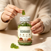 Gummies aromatisées aux champignons, multivitamines B12, probiotiques, prébiotiques, collagène, complexe de vitamines B