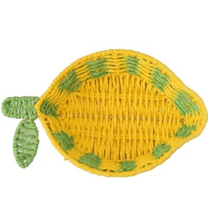 Panier de rangement en corde de papier tressé fait main, forme citron, organiseur de cuisine, plateau à fruits rond, plateau de rangement décoratif - Product Image 5