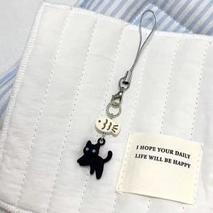 Porte-clés chat noir mignon, chaîne de téléphone portable dessin animé, pendentif pour écouteurs/appareil photo, chaîne décorative pour sac, porte-clés Kawaii, accessoires Y2K - Product Image 4