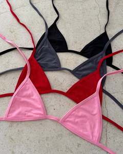 Ensemble <span class=keywords><strong>de</strong></span> maillots <span class=keywords><strong>de</strong></span> <span class=keywords><strong>bain</strong></span> micro bikini OEM personnalisable en tissu recyclé Repreve, avec bretelles croisées et string, pour la plage - Product Image 4