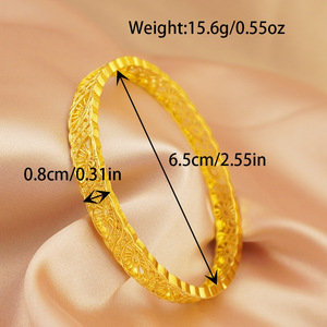 Оптовые модные браслеты <span class=keywords><strong>LYN</strong></span> BZ004 из медного сплава с позолотой 24K, имитирующей песочное золото, для женщин, невест, Дубай, Нигерия, с микроинкрустацией, Китай - Product Image 4