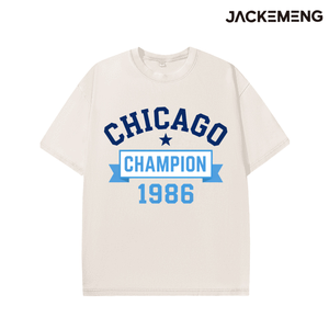 T-shirt en coton délavé oversize style universitaire rétro CHICAGO 1986 <span class=keywords><strong>Champion</strong></span>, imprimé en bloc, streetwear rétro, décontracté, entrepôt USA - Product Image 3