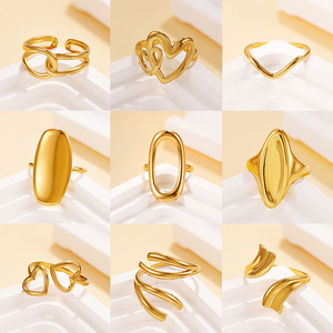 <span class=keywords><strong>Bague</strong></span> ouverte ajustable en acier inoxydable doré et <span class=keywords><strong>argent</strong></span>é de haute qualité, motif cœur irrégulier géométrique, pour femme, idéale comme cadeau de fête - Product Image 1