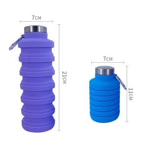 Grande capacité boissons bouteille de sport pliable de qualité alimentaire bouteille d'eau pliable en silicone avec paille pour cadeaux d'affaires