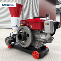 Nouvelle machine à granulés d'aliments pour animaux Kawise Diesel pour petites exploitations agricoles avec moteur refroidi par eau, options de matrices de 2,5 à 8 mm, capacité de 200 à 250 kg/h