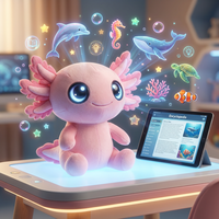 Peluche Interactivo de Axolotl Rosa con ChatGPT, Ojos Brillantes que Reaccionan al Estado de Ánimo, Búsqueda de Datos en la Nube, Etiqueta Privada, Personalización Aceptable