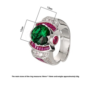 High Quality Jewelry Eco-friendly Copper Red & Blue Cubic Zirconia Adjustable Band <b>Ring</b> for Premium Durability - Product Image 2