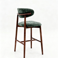 Tabouret de bar en velours personnalisé, tabouret de comptoir rembourré en bois, chaises de bar avec coussin en bois pour restaurant, café, hôtel, mobilier