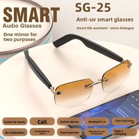 Nouvelles lunettes de soleil intelligentes SG25 Fashion Black-Tech, contrôle tactile, charge Type-C, appels, prise de photos, sans fil