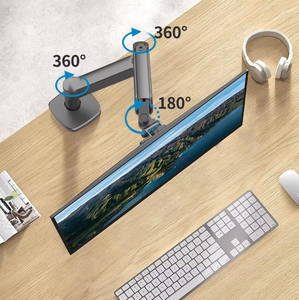 Support de bureau ergonomique pliable et inclinable pour écran unique de 13 à 32 pouces avec bras à ressort à gaz en aluminium - Product Image 3