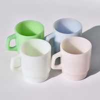 Listo para enviar 230ml / 400ml Venta caliente espesado color cremoso ópalo Jade vidrio café leche taza de vidrio con asa