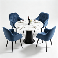 Fauteuil de salle à manger en velours tufté avec pieds en métal noir pour la maison, l'appartement, le restaurant, l'hôtel (vente en gros)