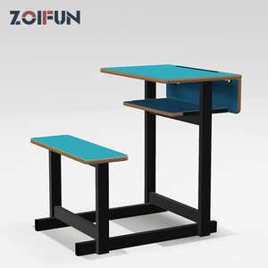 Meubles de classe <span class=keywords><strong>d</strong></span>'école primaire ZOIFUN, mobilier de classe <span class=keywords><strong>ancien</strong></span>, cadre métallique, <span class=keywords><strong>pupitre</strong></span> <span class=keywords><strong>d</strong></span>'école pour élèves avec banc - Product Image 2