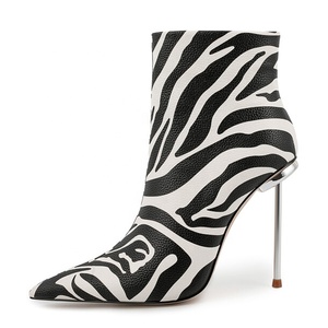 Bottines à talons métalliques fins et larges pour femmes, bout pointu, grande taille 45, chaussures à talons hauts respirantes, escarpins à talon aiguille - Product Image 3