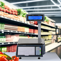 Haute qualité supermarché intelligent 15/30kg balance de calcul de prix numérique plate-forme alimentaire balance avec imprimante d'étiquettes de codes à barres
