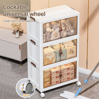 Armoire de rangement pliable à double porte multifonctionnelle en PP transparent moulé par injection, écologique, capacité de 35 L, moderne pour la maison