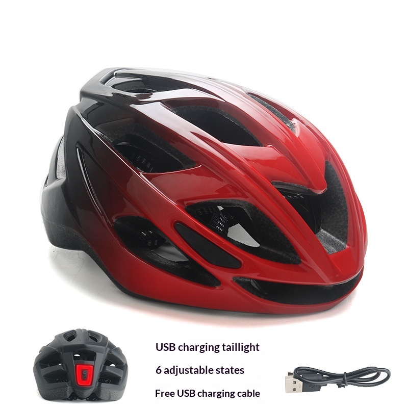 Red and black gradient helmet [with rechargeable taillight]