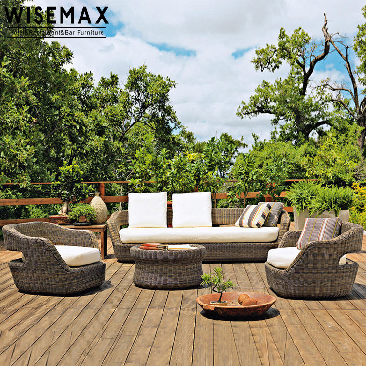 Modern Rattan Outdoor Sofa Set Handmade Rattan Sectional Villa Sofa Chair  and Table Balcony Outdoor Patio Furniture