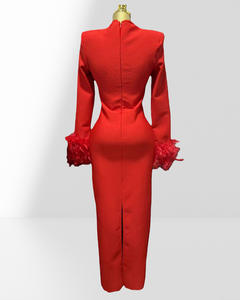 Vestido de lentejuelas de lujo con mangas de plumas y corsé ajustado para fiestas de moda europea, vestido bandage para mujer - Product Image 3