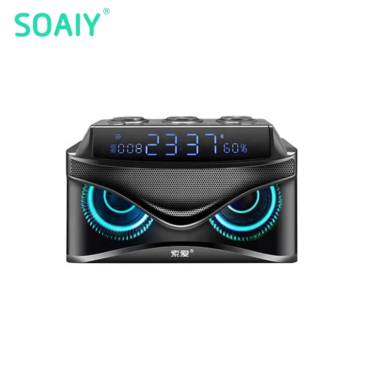 SOAIY S68 NEW China Wood AUX TF Card USB Blue tooth Subwoofer Music Speaker With Clock Display