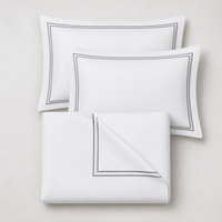 Ensemble de literie 3 pièces brodé double ligne : Housse de couette et taies d'oreiller – Textile de maison moderne pour chambre à coucher