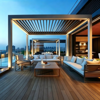 Pergola bioclimatique moderne en aluminium imperméable, toit à lamelles télécommandées pour l'ombrage de la cour