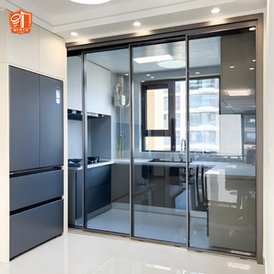 Porte coulissante en verre à cadre fin, cloison de séparation en aluminium, cloison intérieure minimaliste pour villa de luxe - Product Image 1