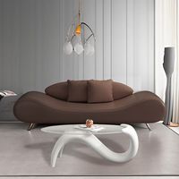 Ensemble de canapés en cuir courbé de luxe avec table basse à ruban, mobilier de salon moderne et organique, canapé design