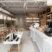 Meubles de présentation de boulangerie LED modernes avec armoires et étagères personnalisables en MDF/bois massif/acrylique, éclairage LED pour les magasins de détail